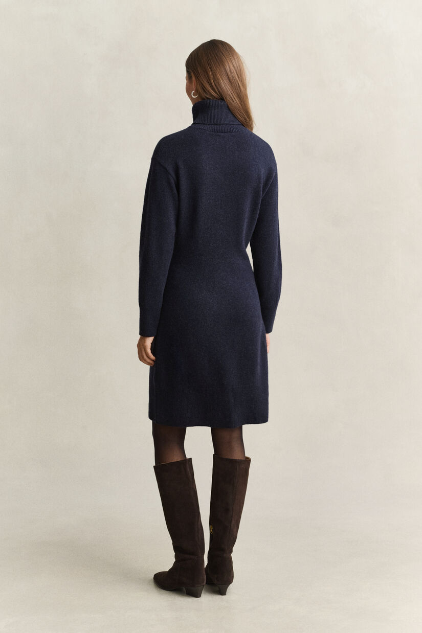 Robe &agrave; col roul&eacute; en laine et cachemire
