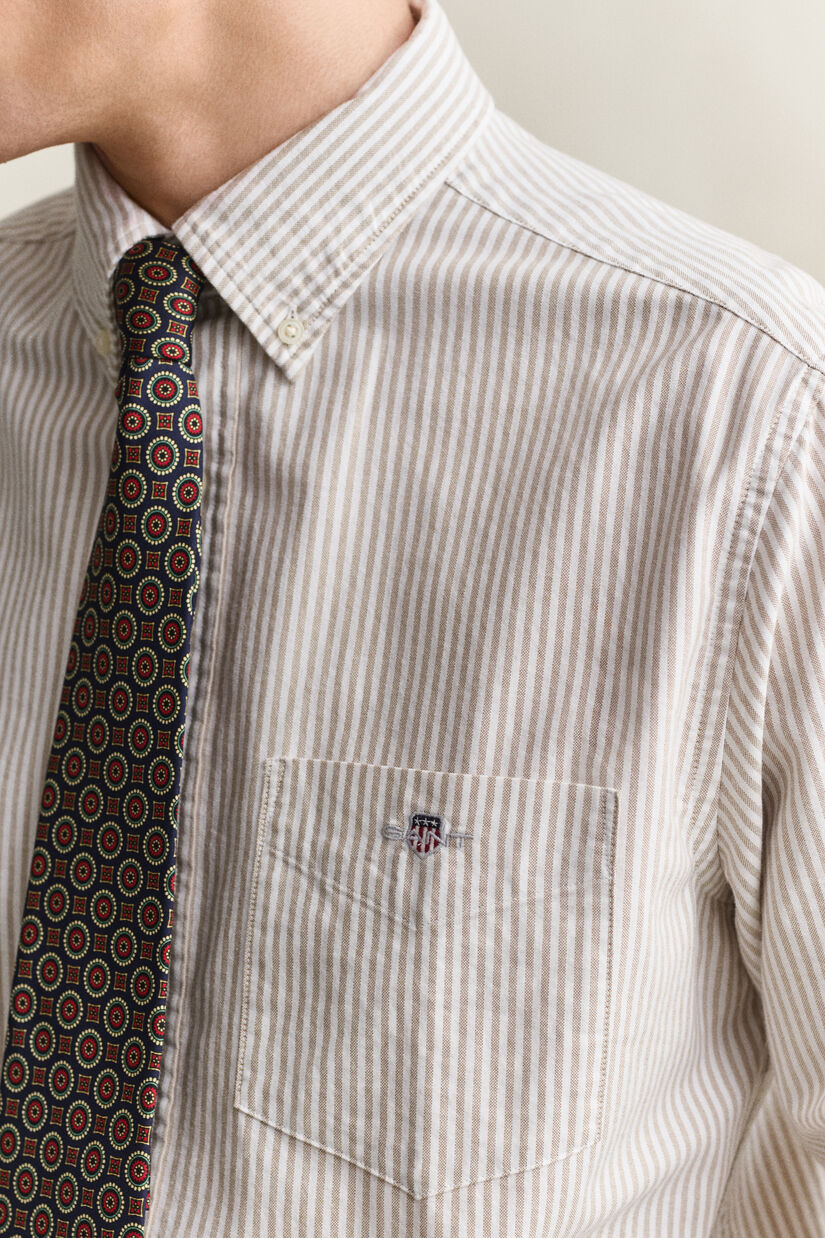 Chemise en coton Oxford regular classique &agrave; rayures