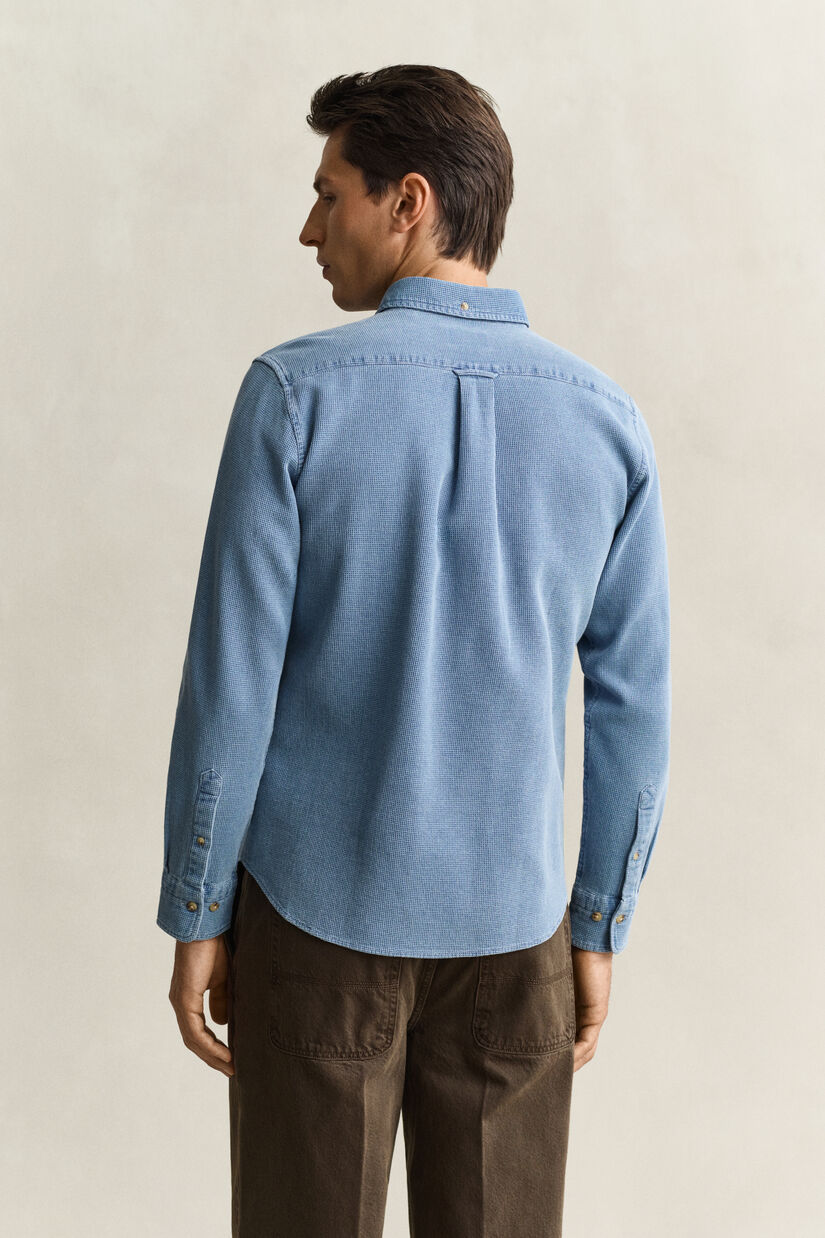 Chemise indigo gaufr&eacute;e