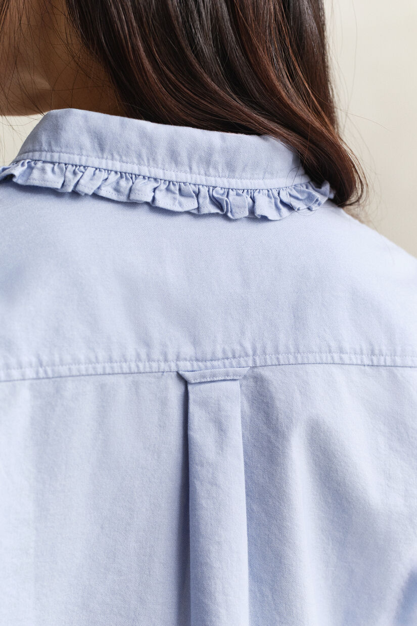 Chemise en coton Oxford classique &agrave; volants
