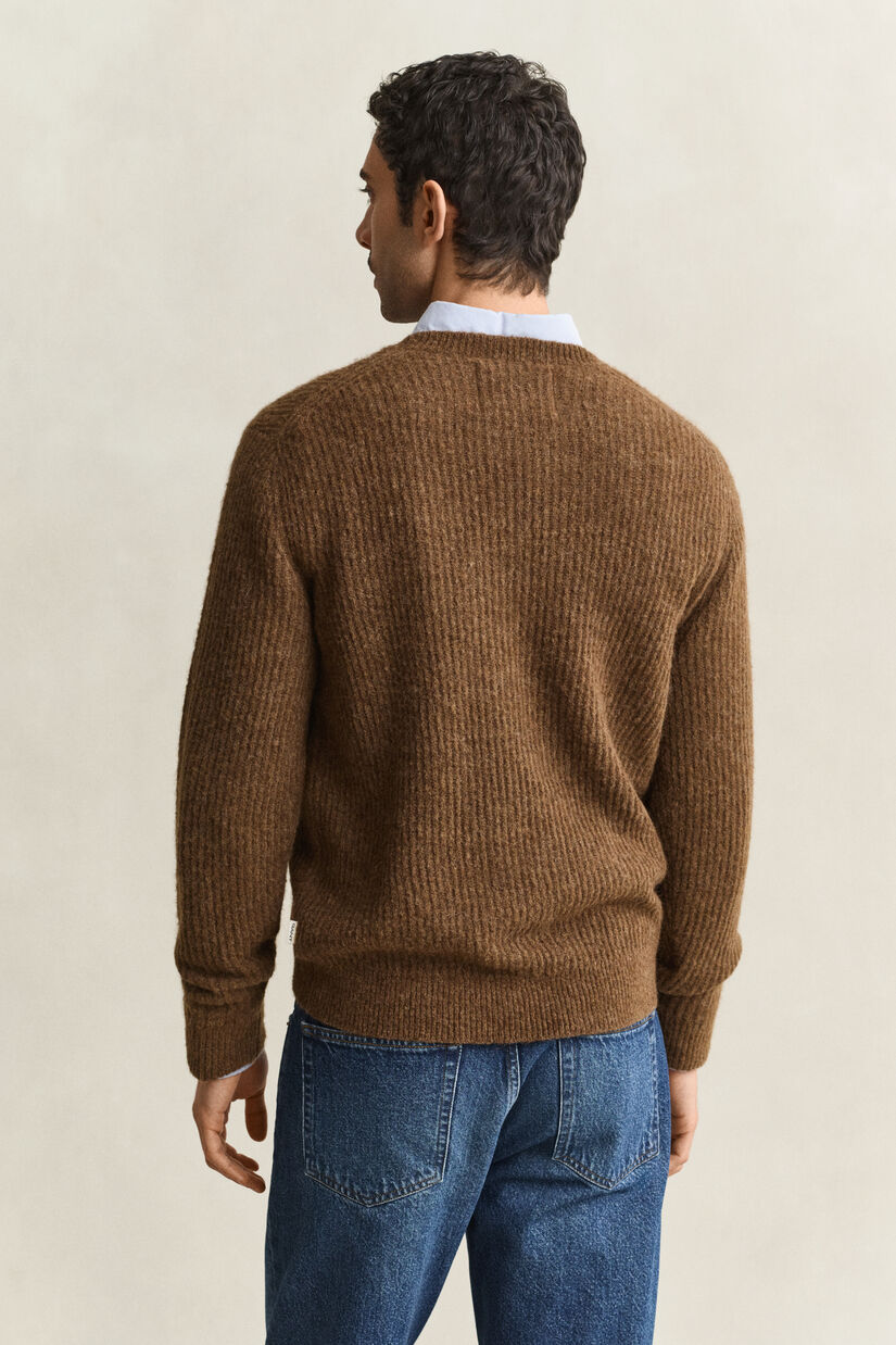 Pull col rond en laine d&rsquo;alpaga m&eacute;lang&eacute;e