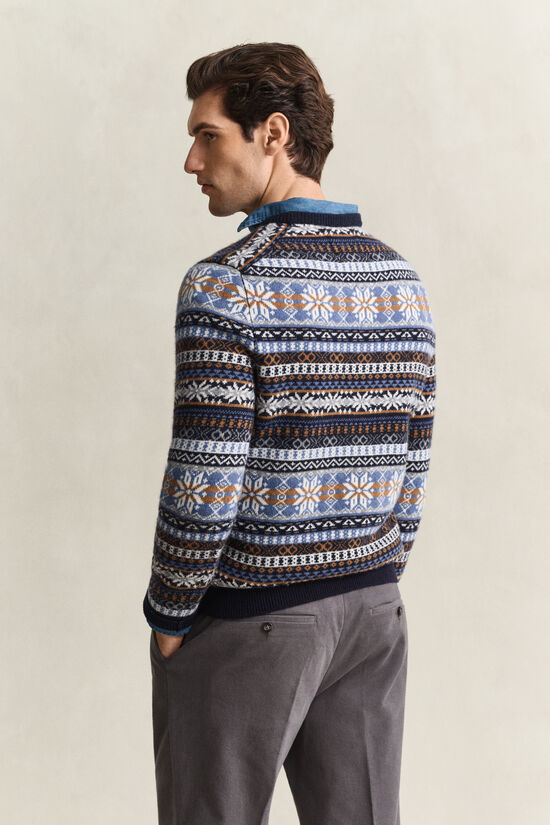 Pull col rond &agrave; motif Fair Isle