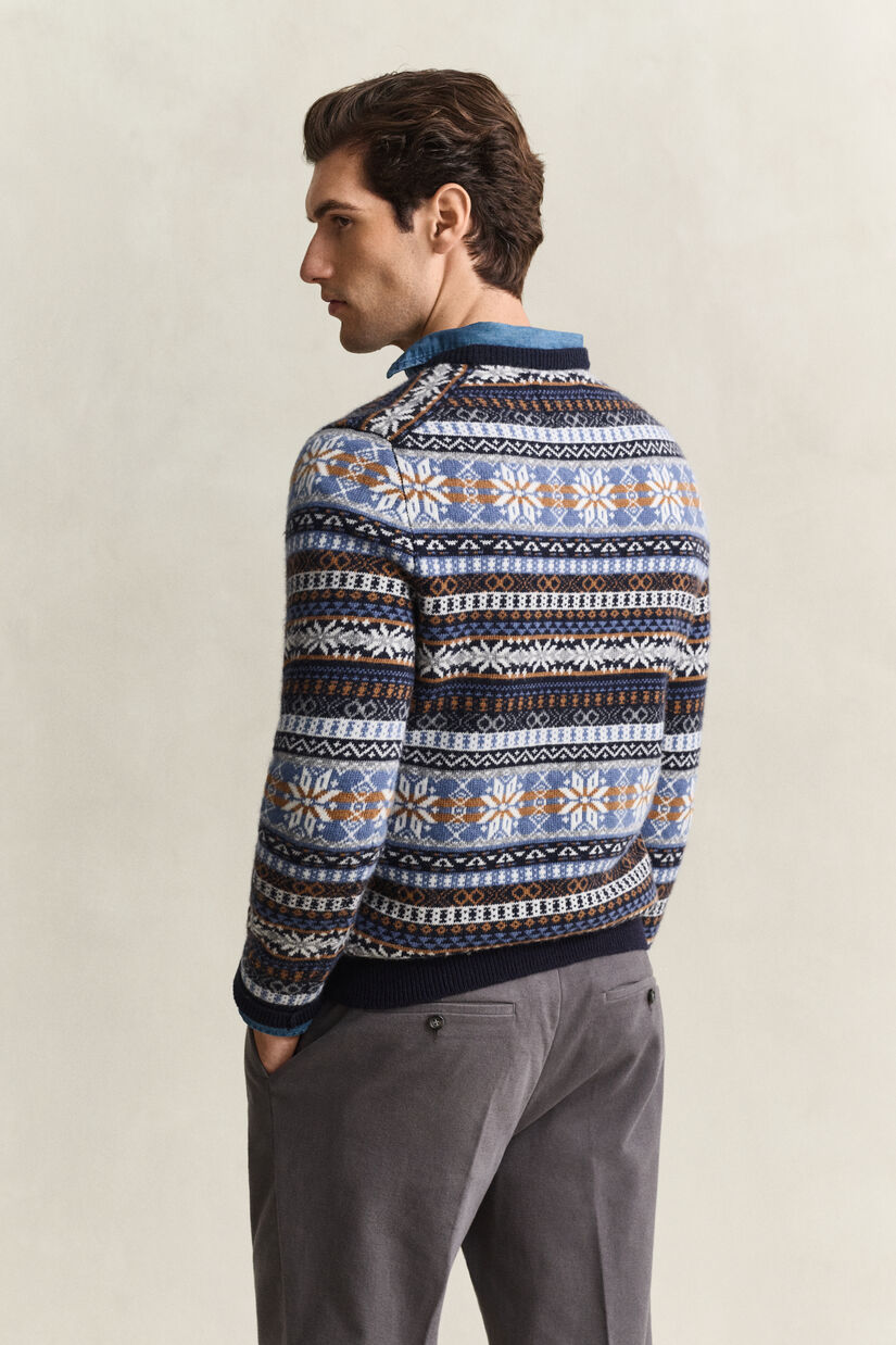 Pull col rond &agrave; motif Fair Isle