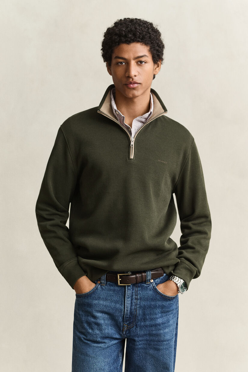 Sweat-shirt &agrave; demi-zip Sacker Rib