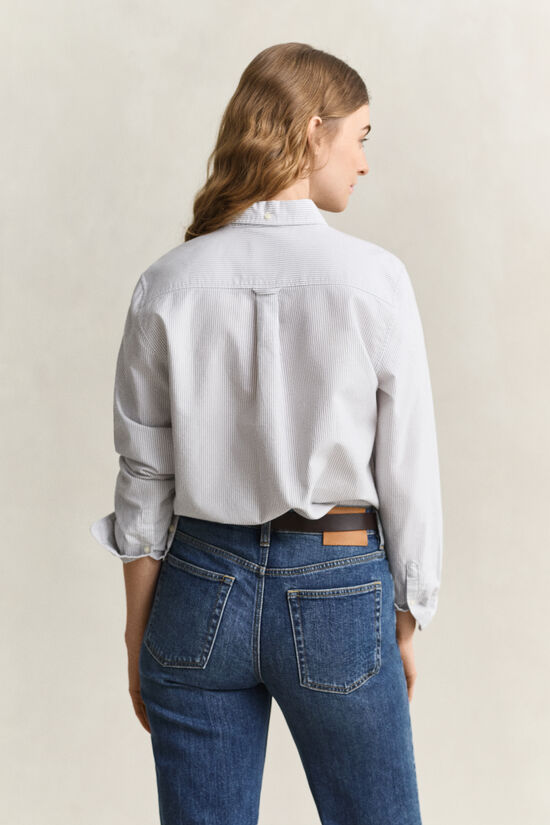 Chemise en coton Oxford classique &agrave; rayures
