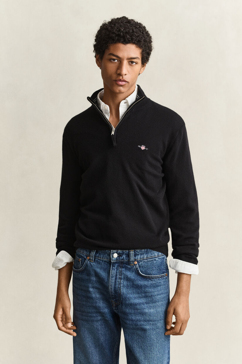 Pull &agrave; demi-zip en laine d&rsquo;agneau