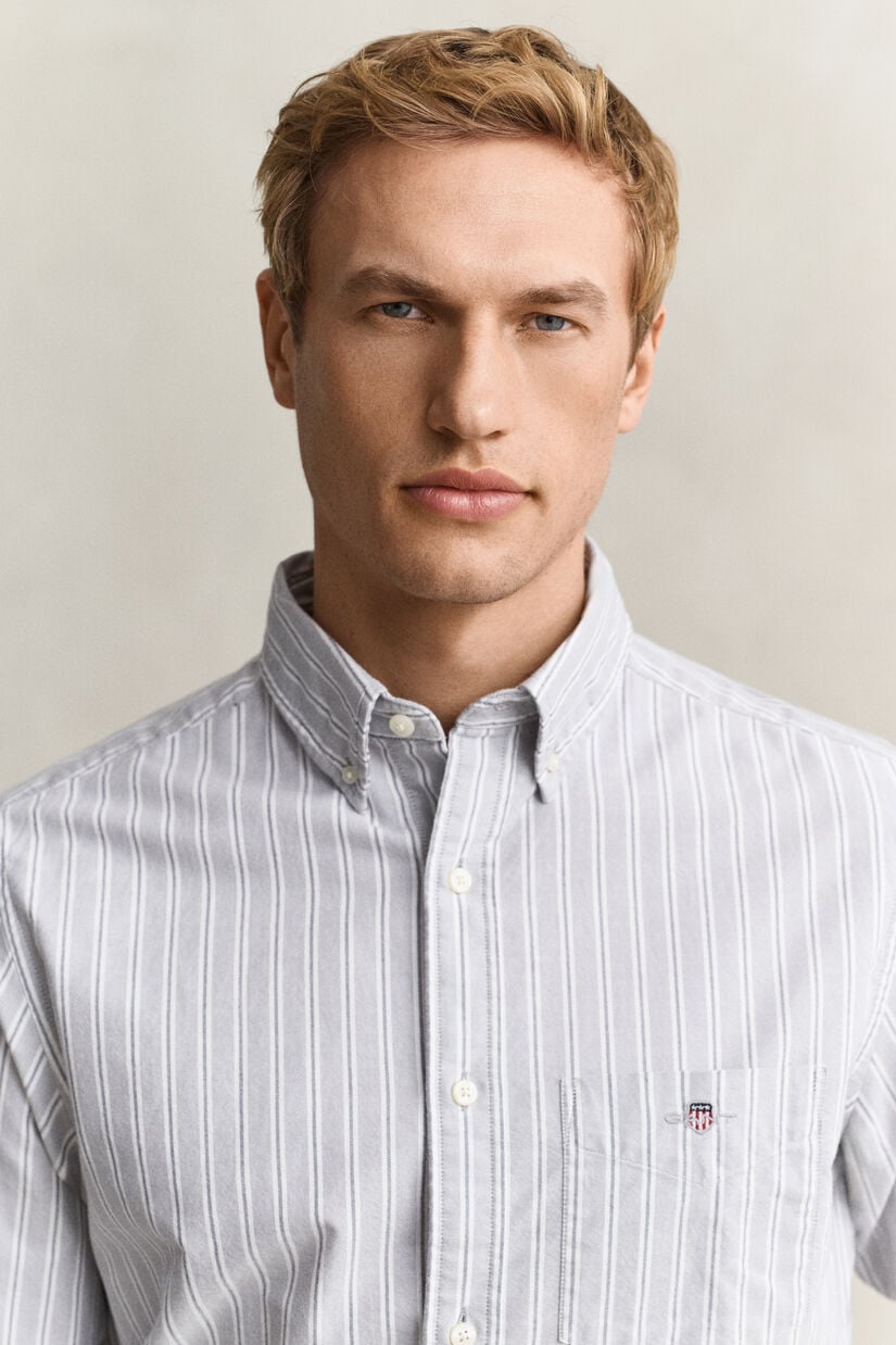 Chemise en coton Oxford classique &agrave; rayures