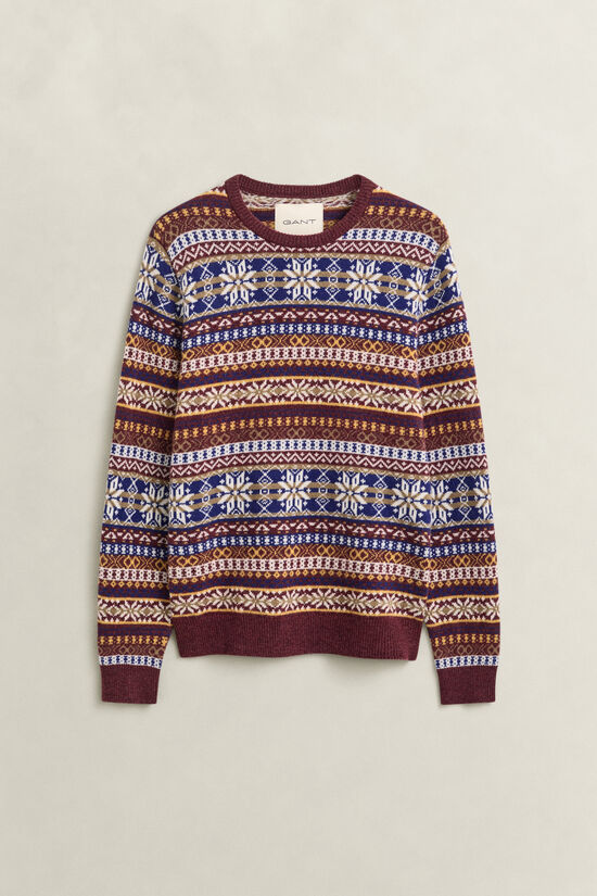 Pull col rond &agrave; motif Fair Isle