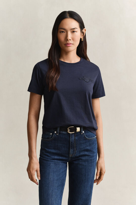 T-shirt avec &eacute;cusson ton sur ton