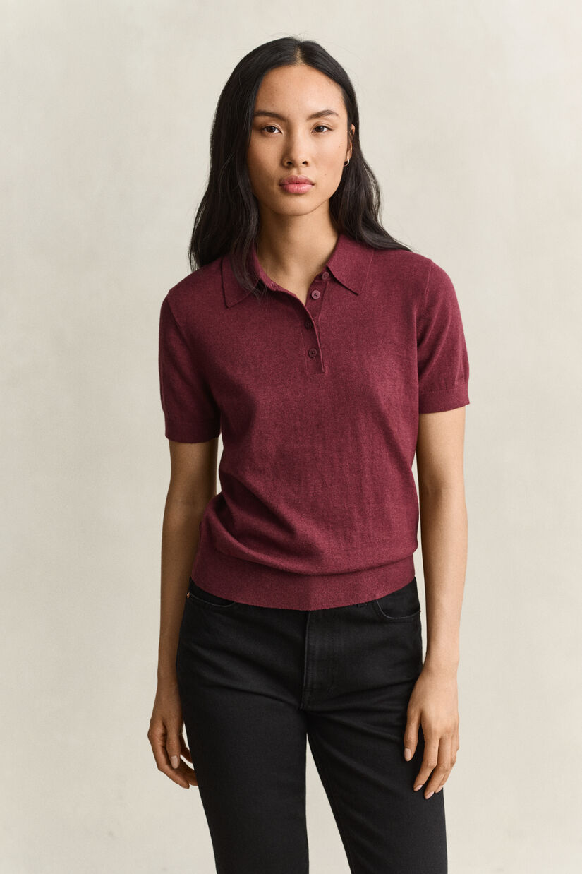 Pull l&eacute;ger fa&ccedil;on polo en maille