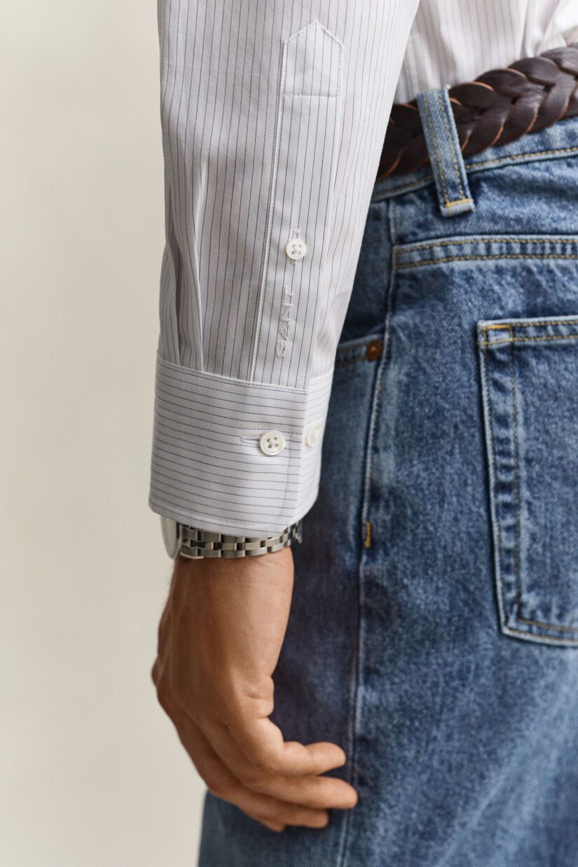 Chemise habill&eacute;e en serg&eacute; &agrave; rayures