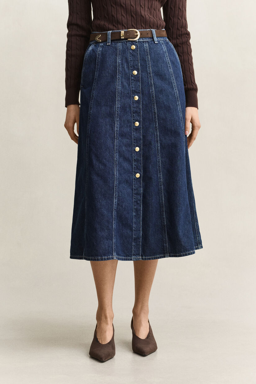 Jupe &eacute;vas&eacute;e en denim