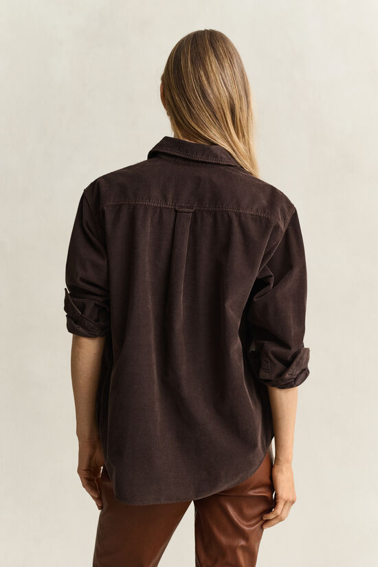 Chemise d&eacute;contract&eacute;e en velours c&ocirc;tel&eacute;