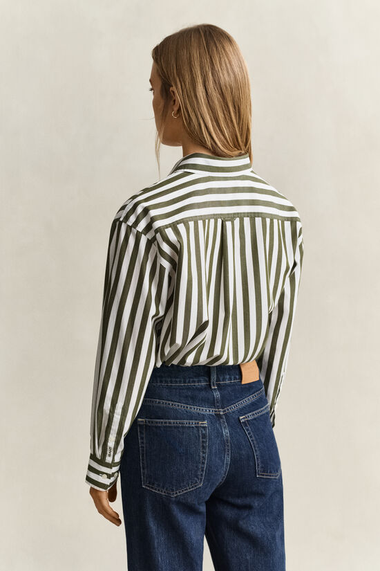 Chemise d&eacute;contract&eacute;e en popeline &agrave; rayures