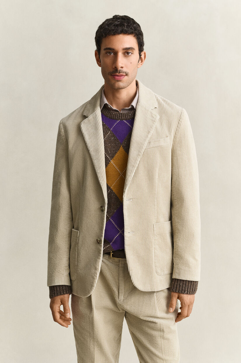 Veste de costume en velours c&ocirc;tel&eacute;