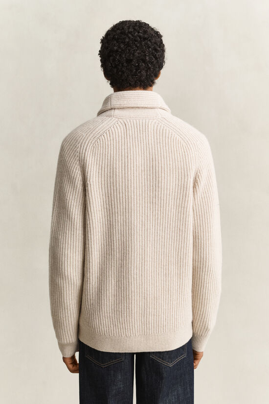 Cardigan en laine m&eacute;lang&eacute;e &agrave; rayures