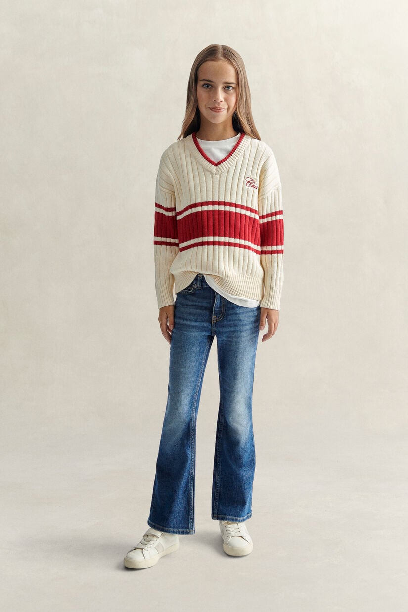 Pull fa&ccedil;on criquet Ado Fille