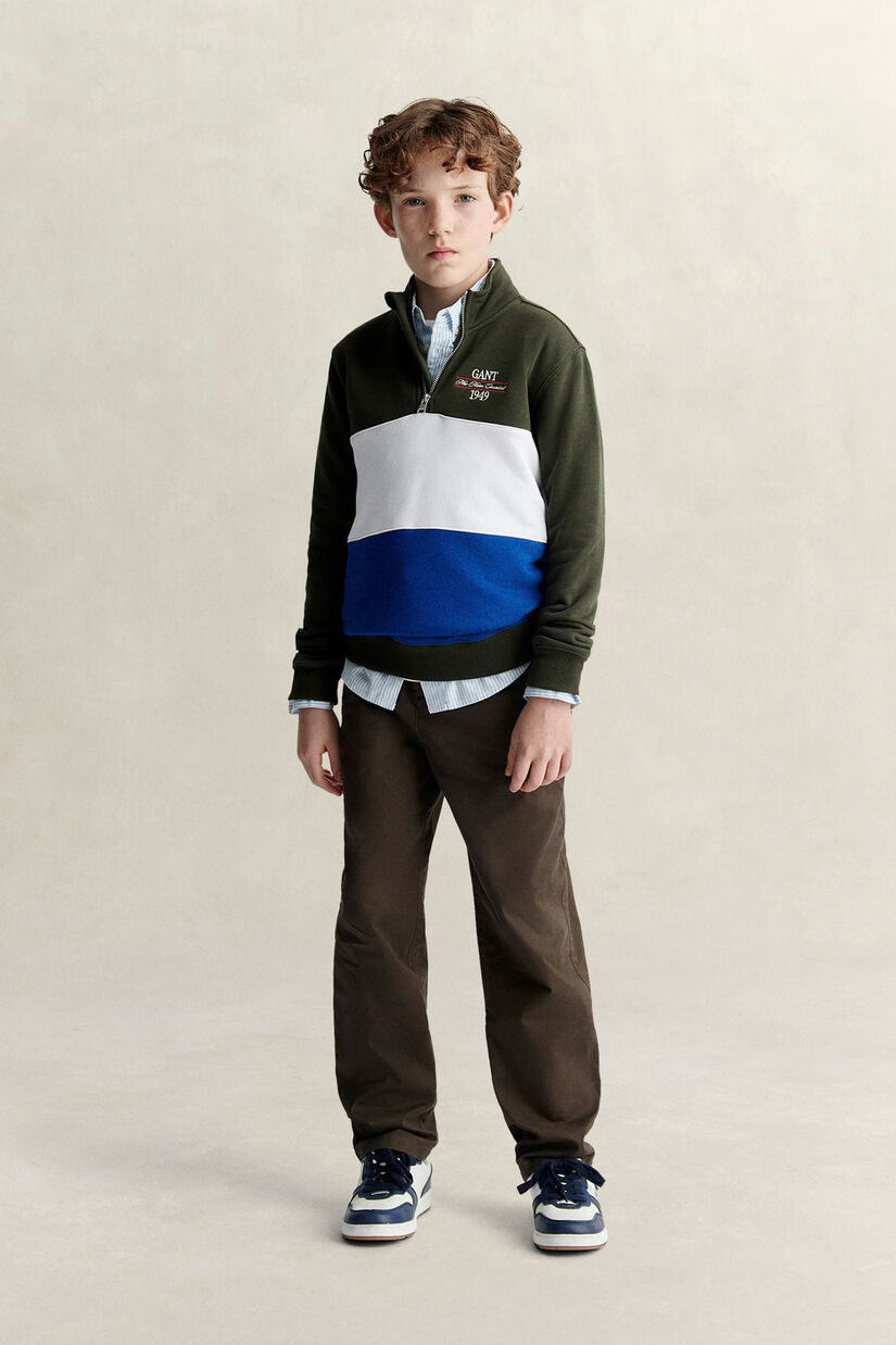 Sweat-shirt &agrave; demi-zip en colour-block Ado Gar&ccedil;on