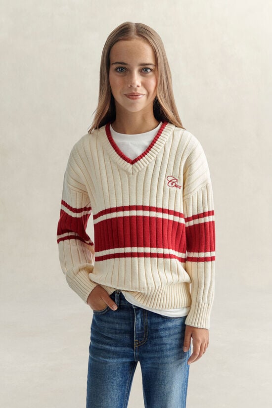 Pull fa&ccedil;on criquet Ado Fille