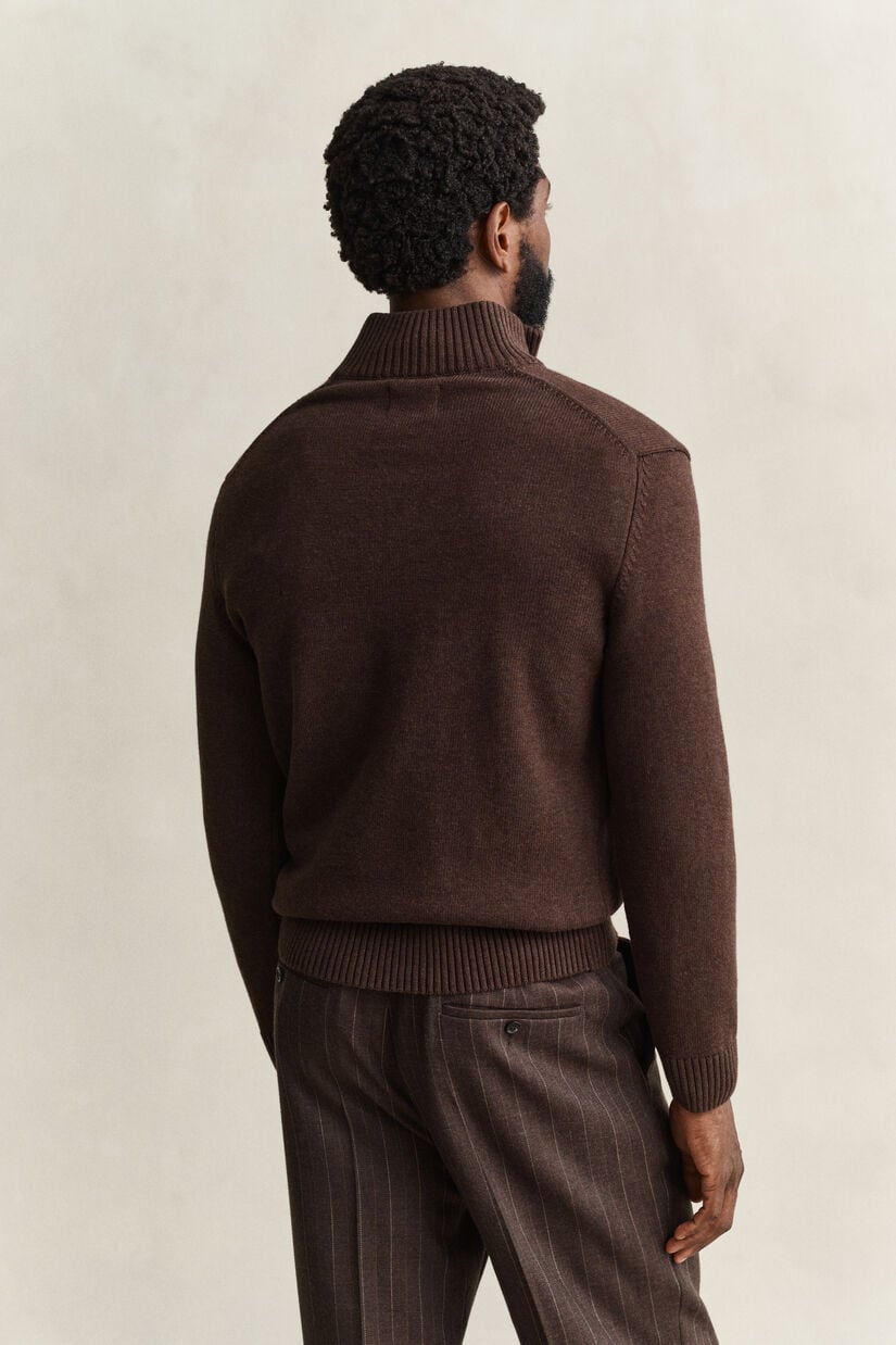 Pull en coton d&eacute;contract&eacute; &agrave; demi-zip