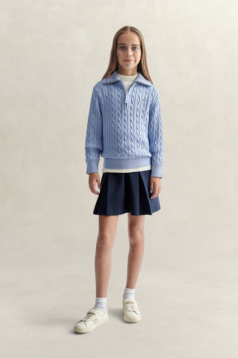 Pull &agrave; demi-zip en maille torsad&eacute;e Ado Fille