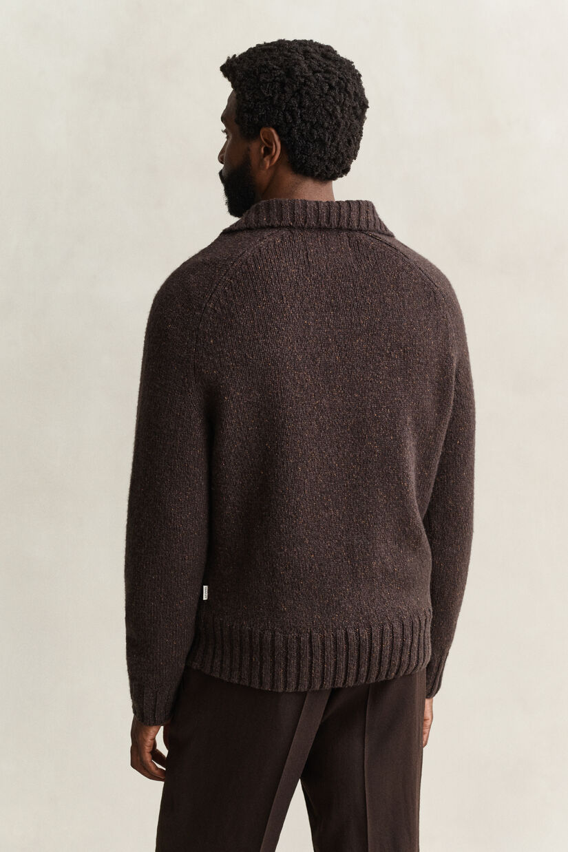 Pull fa&ccedil;on polo en m&eacute;lange de laine et soie
