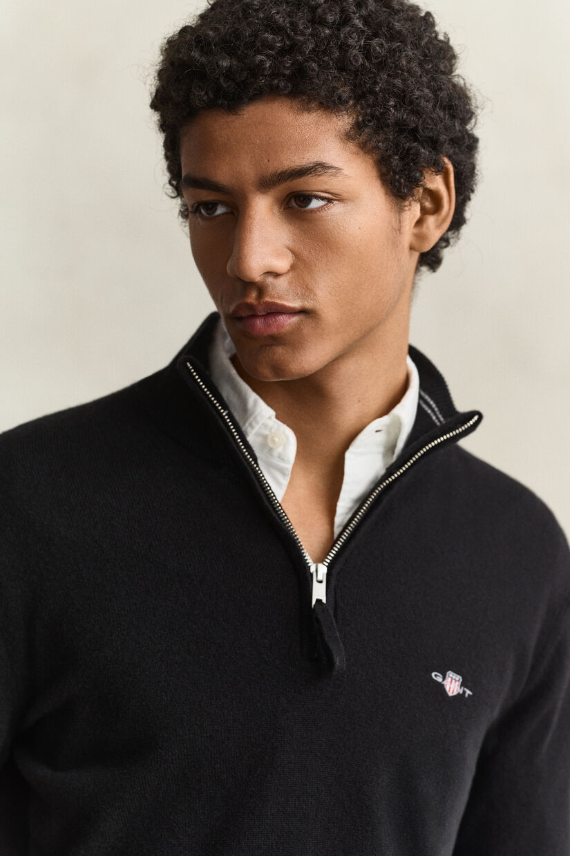 Pull &agrave; demi-zip en laine d&rsquo;agneau