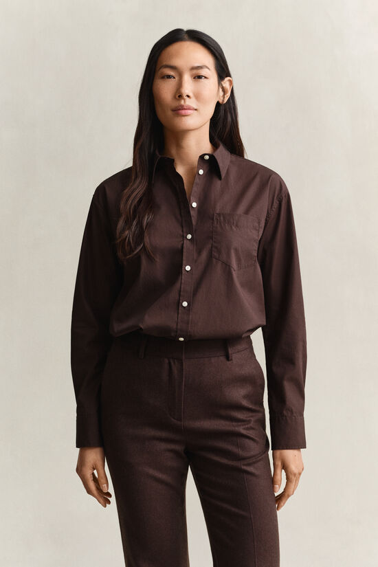 Chemise coupe d&eacute;contract&eacute;e en popeline classique