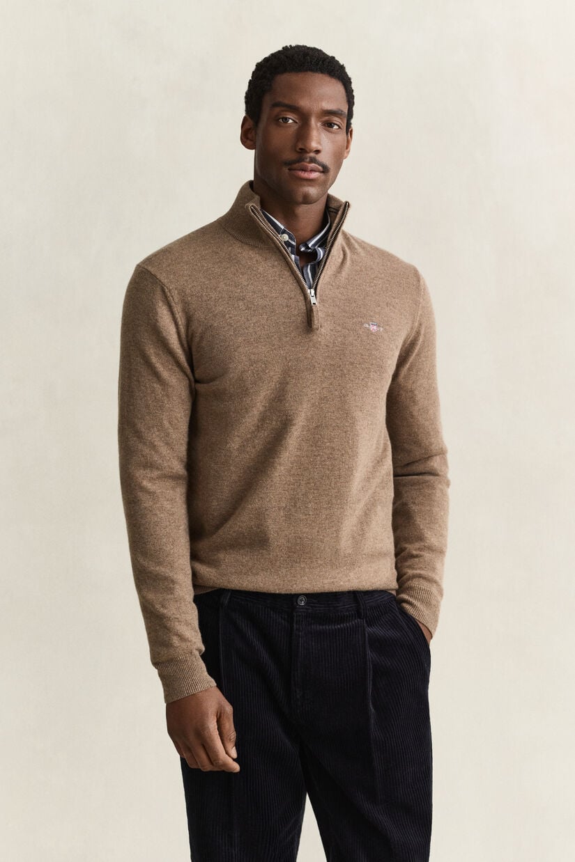 Pull &agrave; demi-zip en laine d&rsquo;agneau