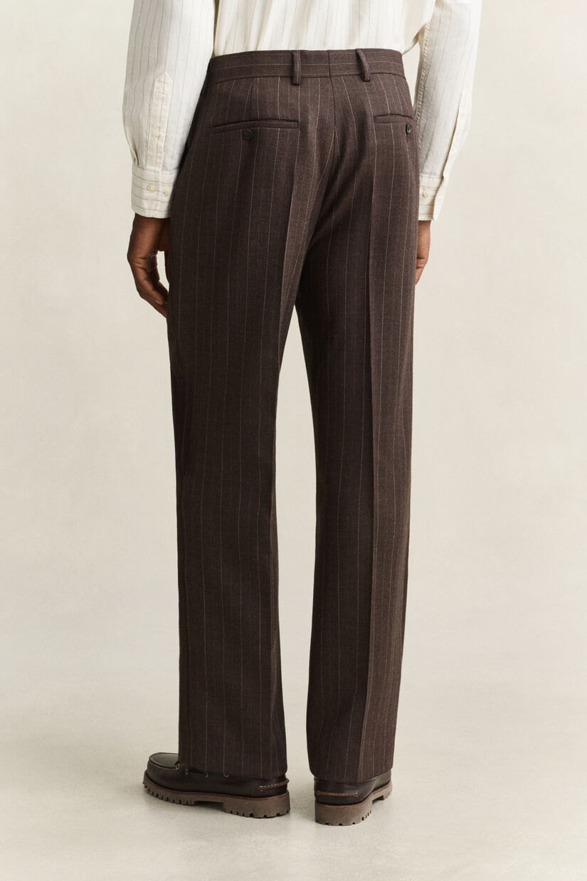 Pantalon de costume &agrave; rayures tennis en laine