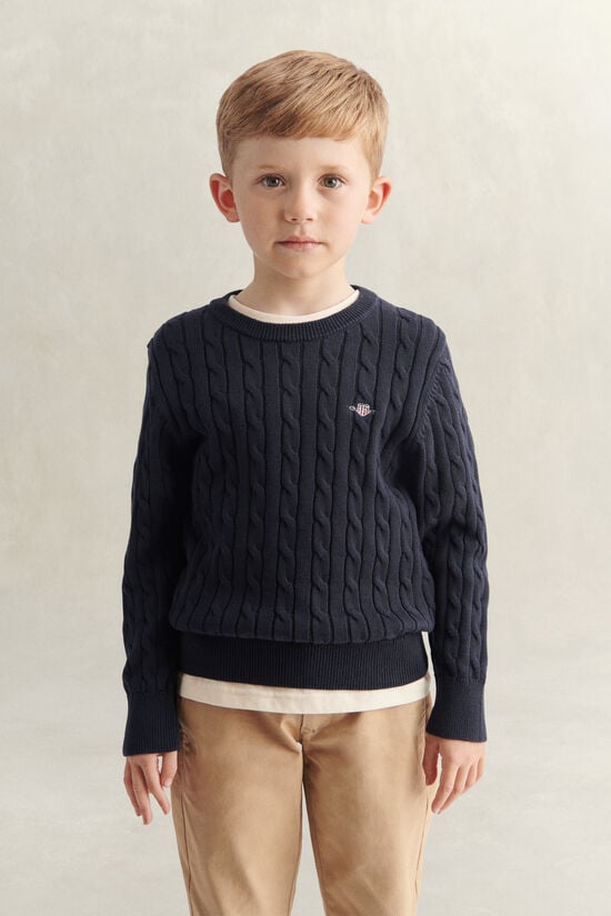 Pull en maille torsad&eacute;e avec &eacute;cusson Gar&ccedil;on