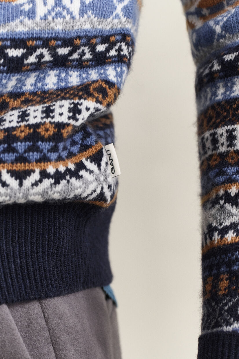 Pull col rond &agrave; motif Fair Isle