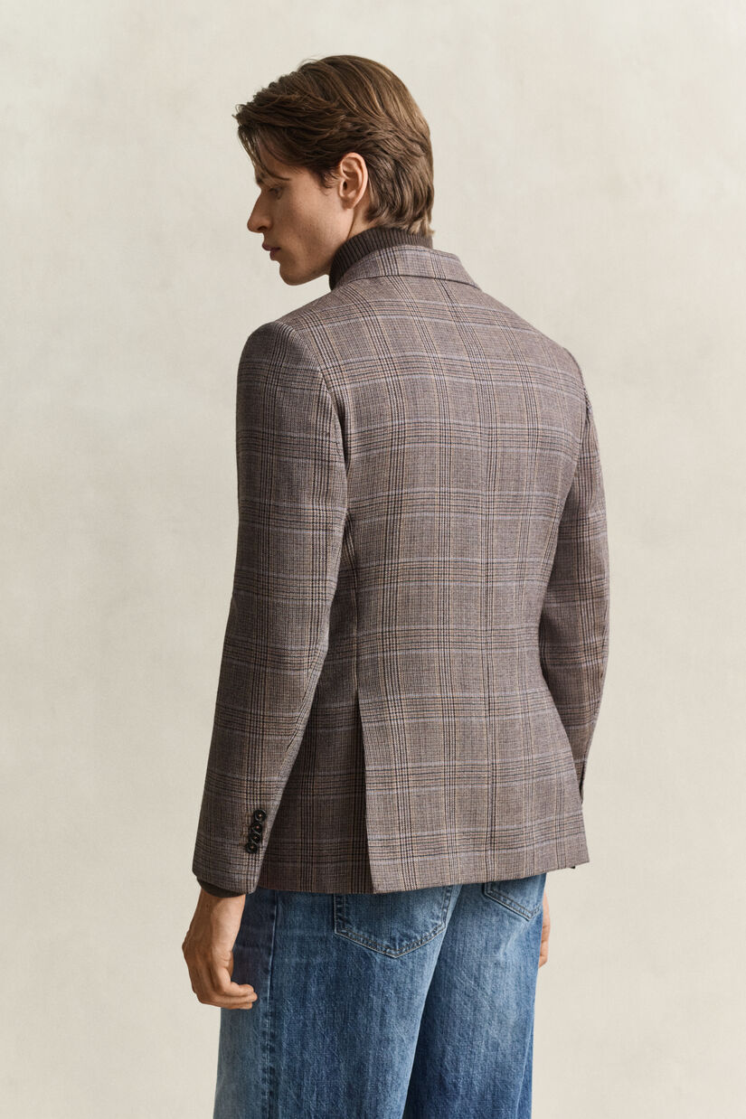 Veste de costume en laine &agrave; carreaux