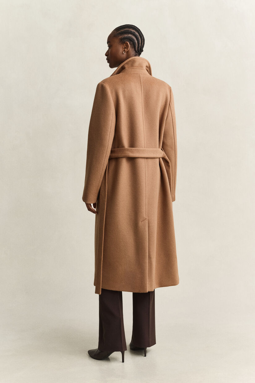 Manteau en laine m&eacute;lang&eacute;e avec ceinture