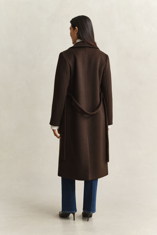 Manteau en laine m&eacute;lang&eacute;e avec ceinture