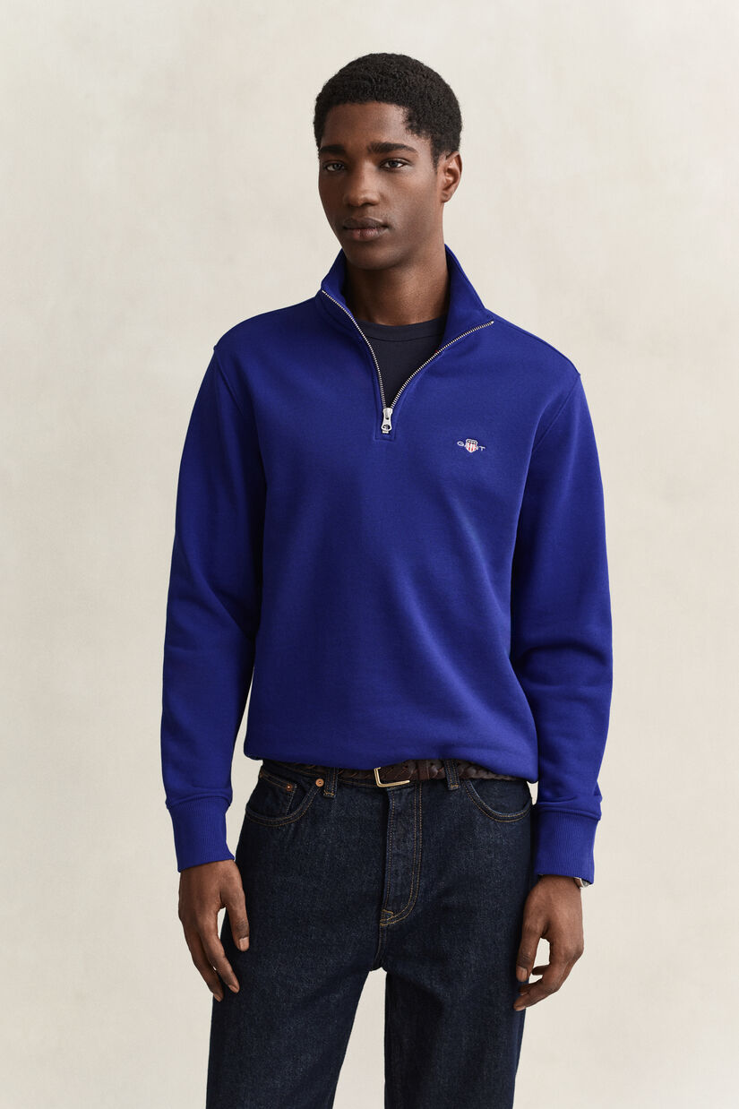 Sweat-shirt &agrave; demi-zip avec &eacute;cusson