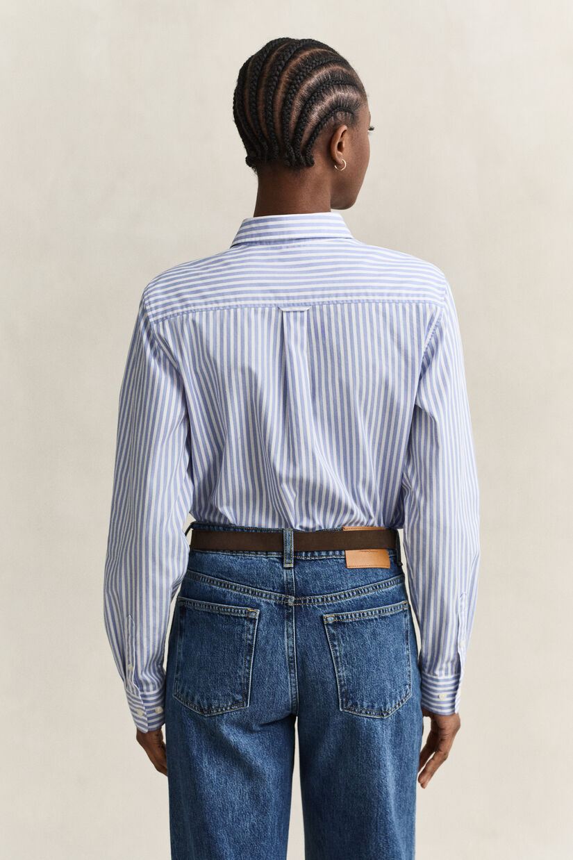 Chemise regular en popeline &agrave; rayures classique