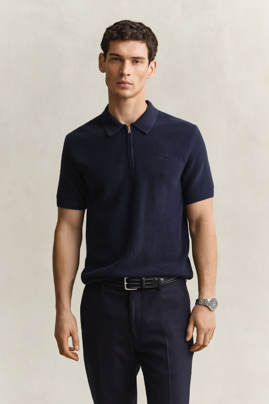 Pull fa&ccedil;on polo en coton c&ocirc;tel&eacute;