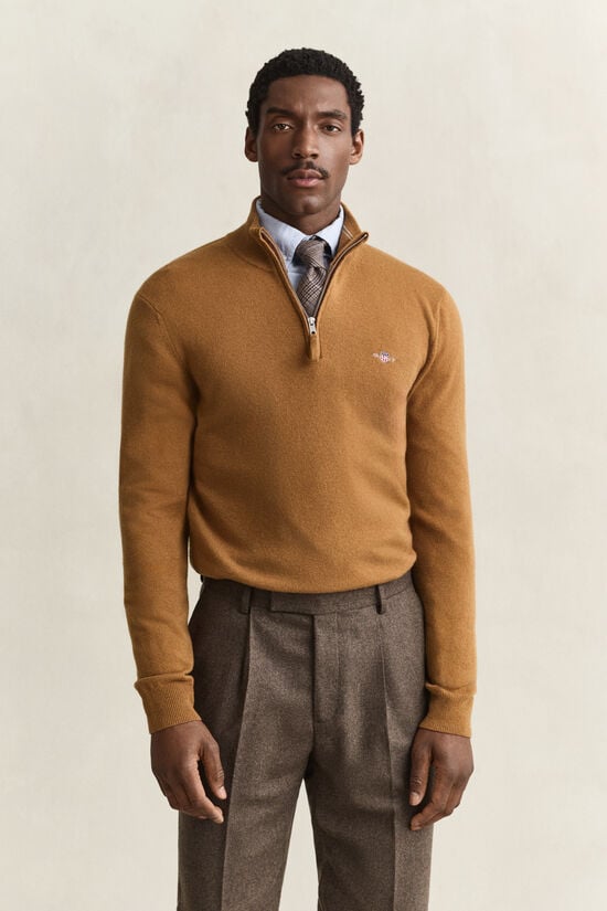 Pull &agrave; demi-zip en laine d&rsquo;agneau