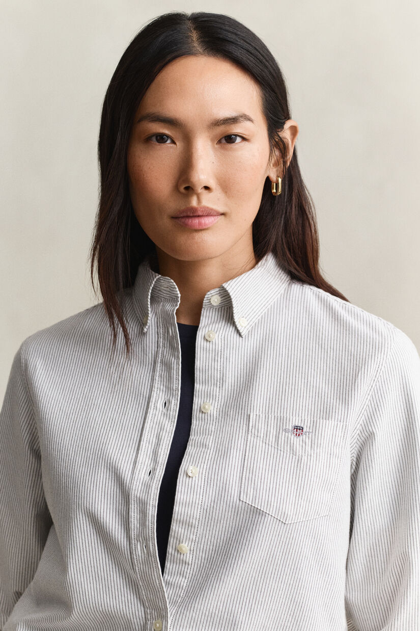 Chemise en coton Oxford classique &agrave; rayures