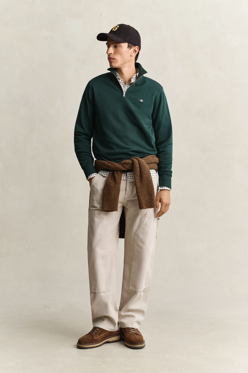Sweat-shirt &agrave; demi-zip avec &eacute;cusson