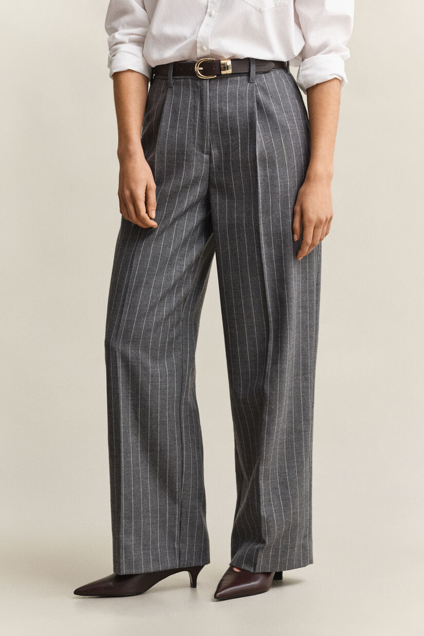 Pantalon en laine &agrave; rayures tennis