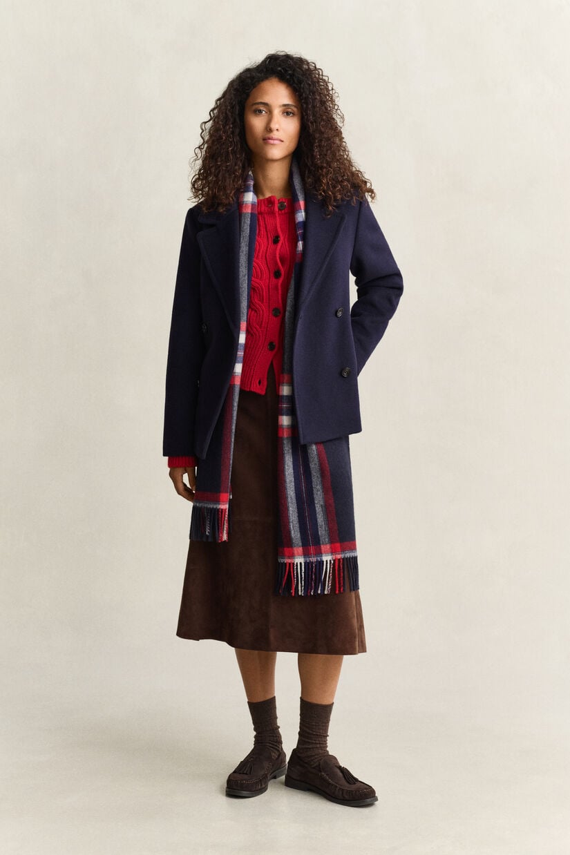 Cardigan en maille torsad&eacute;e de laine m&eacute;lang&eacute;e