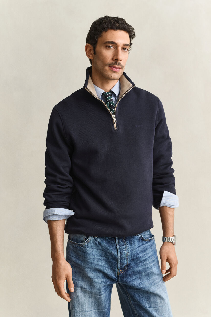 Sweat-shirt &agrave; demi-zip Sacker Rib