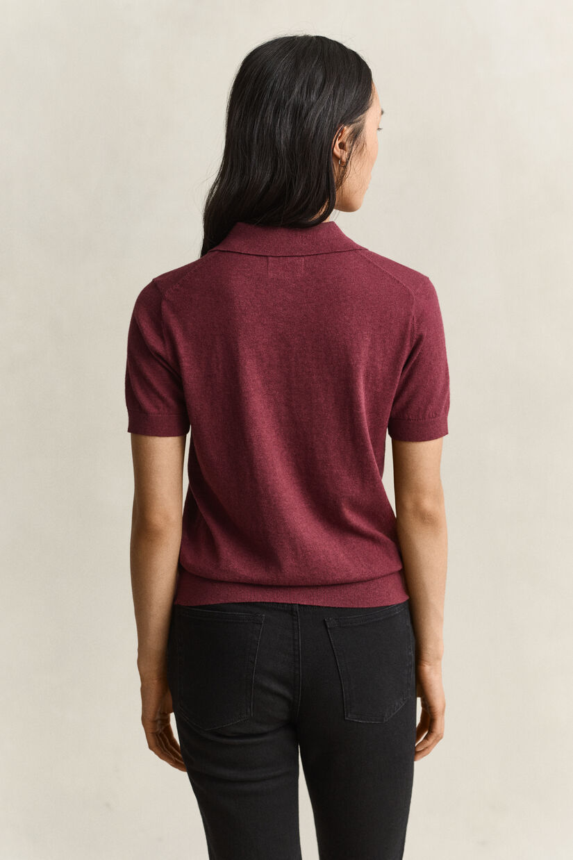 Pull l&eacute;ger fa&ccedil;on polo en maille