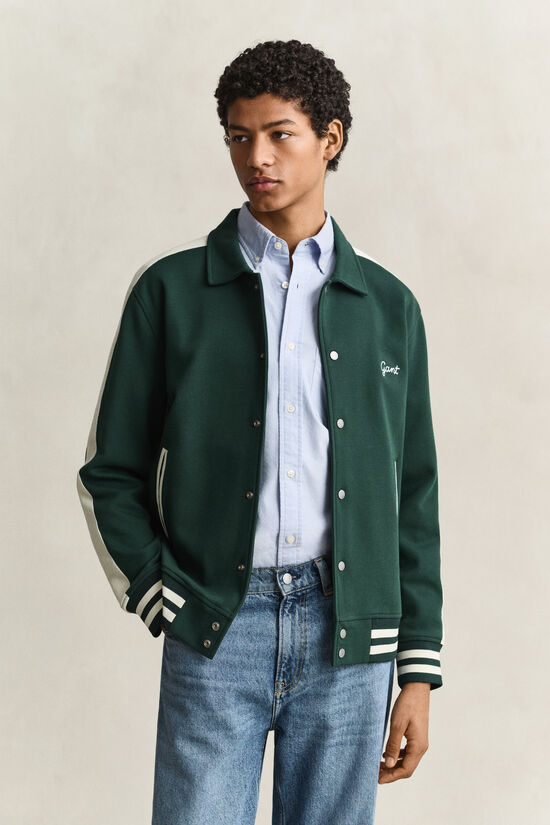Veste boutonn&eacute;e en maille interlock.