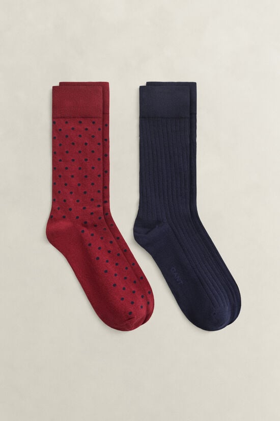 Coffret cadeau de 2&nbsp;paires de chaussettes &agrave; pois et c&ocirc;tel&eacute;es