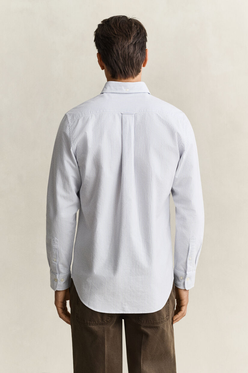Chemise en coton Oxford bross&eacute; avec rayures