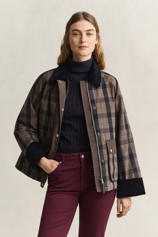 Veste cir&eacute;e &agrave; carreaux