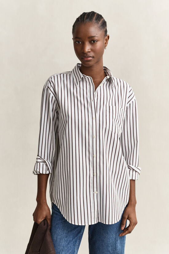 Chemise classique coupe d&eacute;contract&eacute;e en popeline &agrave; rayures